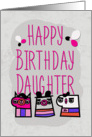 Happy Birthday Daughter Modern Cartoon Characters and Grunge Effect card