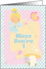 Happy 1st Birthday Niece You’re 1 Fairy and Butterflies with Mushroom card