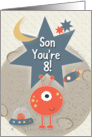 Happy 8th Birthday for Son You’re 8 Outer Space Aliens and Stars card