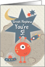 Happy 5th Birthday for Great Nephew Outer Space Aliens and Stars card