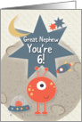 Happy 6th Birthday for Great Nephew Outer Space Aliens and Stars card