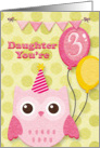 Happy Birthday 3rd Birthday Daughter Cute Owl, Balloons, & Polka Dots card
