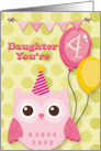 Happy Birthday 4th Birthday Daughter Cute Owl, Balloons, & Polka Dots card