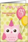 Happy Birthday 3rd Birthday Granddaughter Cute Owl & Balloons card