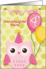 Happy Birthday 4th Birthday Granddaughter Cute Owl & Balloons card