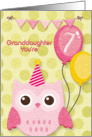 Happy Birthday 7th Birthday Granddaughter Cute Owl & Balloons card