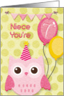 Happy Birthday 7th Birthday Niece Cute Owl & Balloons card