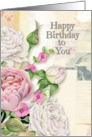 Happy Birthday to You Feminine Vintage Look Flowers & Paper Collage card