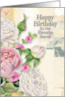 Happy Birthday Favorite Server Vintage Look Flowers & Paper Collage card