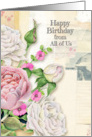 Happy Birthday from All of Us Vintage Look Flowers & Paper Collage card