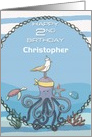 Happy 2nd Birthday Custom Name Octopus,Seagull,Starfish Nautical card