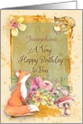 Happy Birthday Custom Name Flowers & Animals Watercolor Nature card