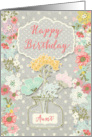Aunt Birthday Pretty Flowers on Polka Dots Scrapbook Style card