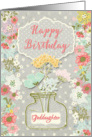 Happy Birthday to Goddaughter Pretty Flowers on Polka Dots card