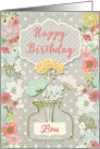 Happy Birthday to Boss Pretty Flowers on Polka Dots Scrapbook Style card