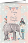Happy 8th Birthday Daughter Cute Girl with Animal Friends card