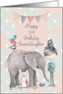 Happy 3rd Birthday Granddaughter Cute Girl with Animal Friends card