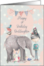 Happy 1st Birthday Goddaughter Cute Girl with Animal Friends card