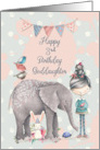 Happy 3rd Birthday Goddaughter Cute Girl with Animal Friends card