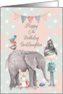 Happy 6th Birthday Goddaughter Cute Girl with Animal Friends card
