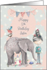 Happy 8th Birthday Sister Cute Girl with Animal Friends card