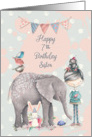 Happy 7th Birthday Sister Cute Girl with Animal Friends card