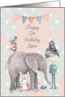 Happy 5th Birthday Sister Cute Girl with Animal Friends card