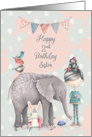 Happy 2nd Birthday Sister Cute Girl with Animal Friends card