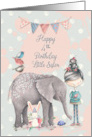 Little Sister 4th Birthday Cute Girl with Animal Friends card
