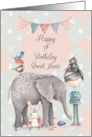 Happy 1st Birthday Great Niece Cute Girl with Animal Friends card
