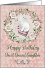 Happy Birthday to Great Granddaughter Pretty Kitty Hearts and Flowers card