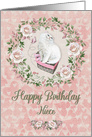 Happy Birthday to Niece Pretty Kitty Hearts and Flowers card