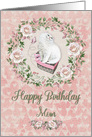 Happy Birthday to Mom Pretty Kitty Hearts and Flowers card