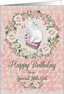 Happy Birthday to a Special Little Girl Pretty Kitty Hearts Flowers card