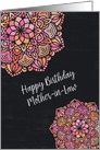 Happy Birthday to Mother-in-Law Chalkboard Effect Pretty Mandalas card