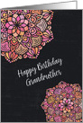 Happy Birthday to Grandmother Chalkboard Effect Pretty Mandalas card