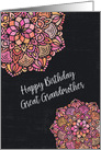 Happy Birthday to Great Grandmother Chalkboard Effect Mandalas card