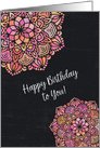 Happy Birthday to You Feminine Chalkboard Effect Pretty Mandalas card