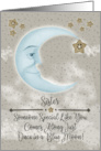Sister Birthday Blue Crescent Moon and Stars card