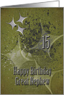 Happy 15th Birthday Great Nephew Masculine Grunge Stars card