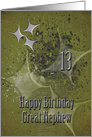 Happy 13th Birthday Great Nephew Masculine Grunge Stars card