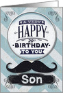 Happy 20th Birthday to Son Masculine Mustache and Chevrons card