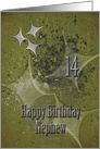 Happy 14th Birthday Nephew Masculine Grunge Stars card