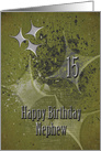 Happy 15th Birthday Nephew Masculine Grunge Stars card