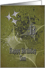 Happy 13th Birthday Son Masculine Grunge Stars card