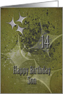 Happy 14th Birthday Son Masculine Grunge Stars card