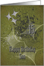 Happy 15th Birthday Son Masculine Grunge Stars card