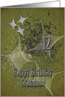 Happy 12th Birthday Grandson Masculine Grunge Stars card