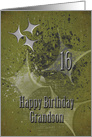 Happy 16th Birthday Grandson Masculine Grunge Stars card