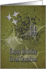 Happy 14th Birthday Great Grandson Masculine Grunge Stars card